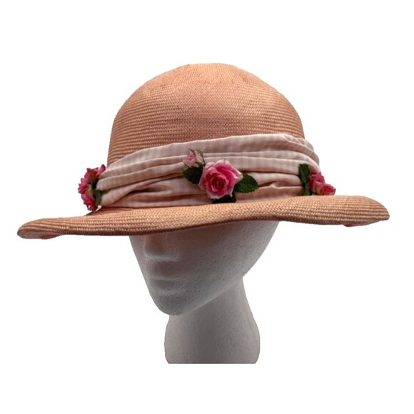 RARE Vintage Womens Pink Straw Hat Roses Garden Party by Anne Vuille Barney\'s main image 2